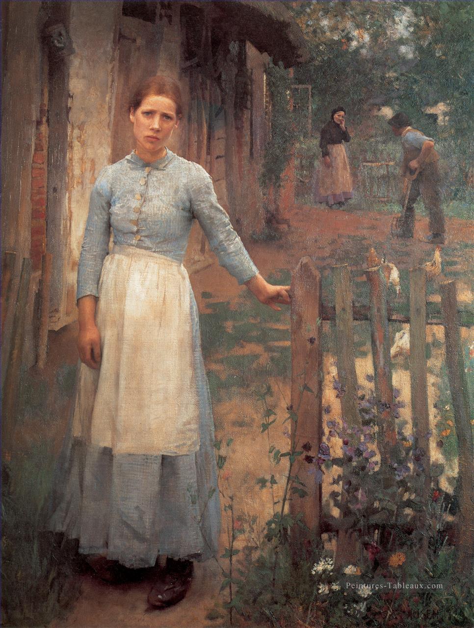 La fille à la porte moderne paysans Impressionniste Sir George Clausen Peintures à l'huile